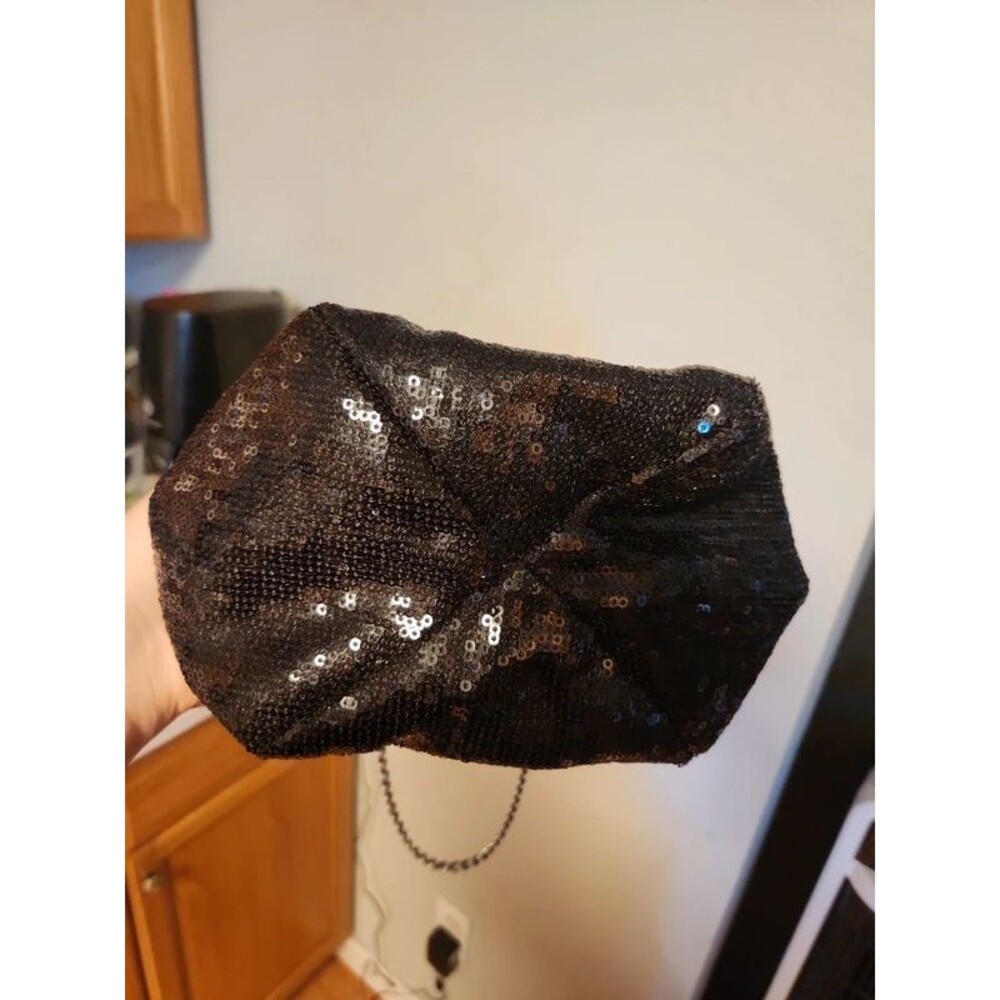 Betsey Johnson Black Sequin Clutch with Chain Strap - Picture 7 of 7